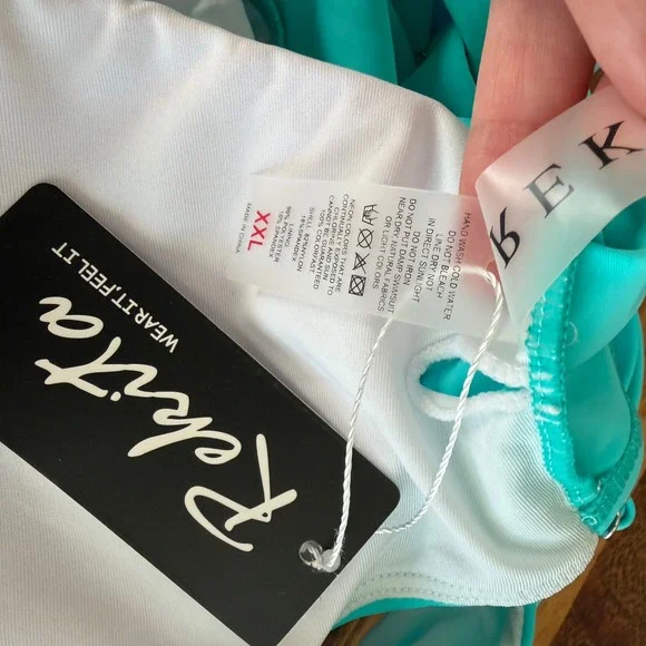 NWT Rekita Teal Blue Mermaid Scale Tankini Swimsuit Dress Plus Size XXL - Picture 5 of 6